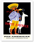 South America - Native with Llama - Pan American World Airways - Fine Art Prints & Posters