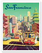 San Francisco, California - Cable Cars - c. 1950's - Fine Art Prints & Posters