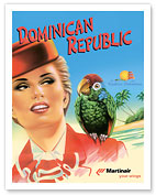 Dominican Republic - Martinair - Your Wings - La República Dominicana - Stewardess and the Parrot - Fine Art Prints & Posters