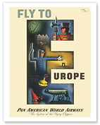 Fly to Europe - European Icons - The System Of The Flying Clippers - Pan American World Airways - Fine Art Prints & Posters