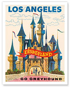 Los Angeles California - Disneyland Castle - Go Greyhound - Fine Art Prints & Posters