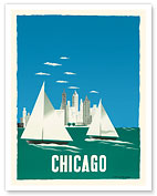 Chicago, Illinois - The Windy City, Lake Michigan - c. 1948 - Fine Art Prints & Posters