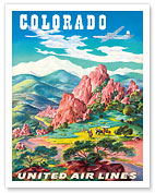Colorado - United Air Lines - Garden of the Gods, Colorado Springs - Giclée Art Prints & Posters