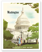 Washington, D.C. - Chesapeake & Ohio Railway - United States Capitol Building - Giclée Art Prints & Posters