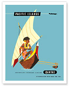 Pacific Islands - Polynesian Outrigger Canoe - Qantas Empire Airways (QEA) - Fine Art Prints & Posters