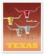 Texas - Longhorns - c. 1954 - Fine Art Prints & Posters