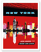 New York, USA Aer Lingus Irish Air Lines - Manhattan Skyline - Fine Art Prints & Posters