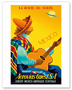 Mexico - La Route du Soleil (Route of the Sun) - Aerovias Guest, S.A. (South America) Airline - Fine Art Prints & Posters