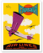 Paris, Belgium, Holland, Germany, Scandinavia - Farman Air Lines - Fine Art Prints & Posters