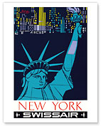 New York - Statue of Liberty - Swissair - Fine Art Prints & Posters