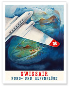 Flights around the Alps (Rund-und Apenflüge) - Swissair - Fine Art Prints & Posters
