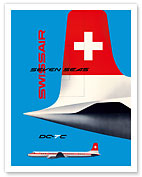 SwissAir - Seven Seas Airliner - Douglas DC-7C - Fine Art Prints & Posters