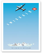 Swiss Alps - Swissair DC-4 - The Airline of Switzerland - Fine Art Prints & Posters