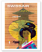 Swissair to Japan, Tokyo - Painted Wooden Store - Fine Art Prints & Posters