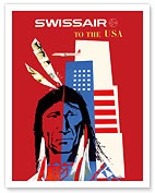 SwissAir to the USA - Native American - Fine Art Prints & Posters