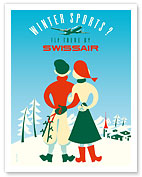 Winter Sports - Fly there by Swissair - Fine Art Prints & Posters