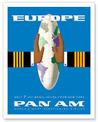 Europe - Only 7 Jet Magic Hours from New York - Pan American World Airways - Fine Art Prints & Posters