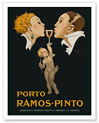 Porto Ramos-Pinto - Art Deco Couple Kissing - Cupid Holding Glass of Port Wine - Adriano Ramos Pinto & Irmão Lda - Porto - Giclée Art Prints & Posters