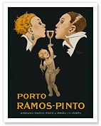 Porto Ramos-Pinto - Art Deco Couple Kissing - Cupid Holding Glass of Port Wine - Adriano Ramos Pinto & Irmão Lda - Porto - Fine Art Prints & Posters