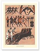Ancient Greek Olympiad Hieroglyphs - Les Jeux Olympiques - Fine Art Prints & Posters