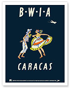 Caracas, Venezuela - British West Indies Airways BWIA (Bee-Wee) Traditional Venezuelan dancers - Fine Art Prints & Posters