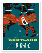 Scotland - Scottish Highland Dancers in Royal Stewart Tartan Kilts - Fly BOAC - Fine Art Prints & Posters