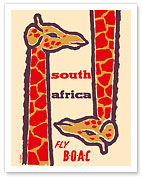 South Africa- Giraffes - Fly BOAC (British Overseas Airways Corporation) - Giclée Art Prints & Posters