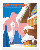 Oberammergau - Wintersportplatz Bayrische Alpen 850-1700m (Winter Playground Bavarian Alps) - Lufthansa - Fine Art Prints & Posters