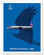 Crane in Flight - Polish Airlines LOT - Fine Art Prints & Posters