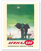 Africa - Elephants - by SAS Scandinavian Airlines System - Fine Art Prints & Posters