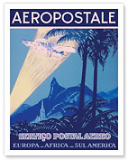 Aéropostale - Serviço Postal Aereo (Air Mail Service) - Europa (Europe), Africa, Sul America (South America) - Fine Art Prints & Posters