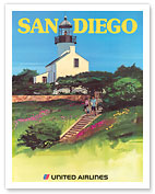 San Diego, California - Old Point Loma Lighthouse - United Airlines - Fine Art Prints & Posters