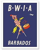 Barbados - Caribbean Islands - Moko Jumbie Stilts Dancer - British West Indies Airways BWIA (Bee-Wee) - Giclée Art Prints & Posters