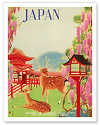 Japan - Todaiji Great Eastern Temple - Nara Temple Deer - Japanese Government Railways - Fine Art Prints & Posters