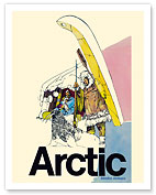 Arctic - Alaska Airlines - Native Inuit Indians and Walrus - 1960's - Fine Art Prints & Posters