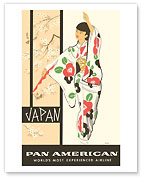 Japan - Japanese Geisha Dancer in Kimono - Pan American World Airways - Fine Art Prints & Posters