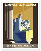 Washington D.C. - President Lincoln Memorial - United Air Lines - Giclée Art Prints & Posters