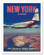 New York USA by Clipper Pan American Airways - Boeing 377 - Fine Art Prints & Posters