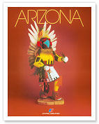 Arizona - United Airlines - Pueblo Native American Kachina Doll - c. 1970's - Fine Art Prints & Posters