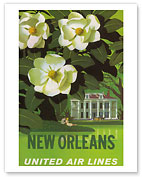 New Orleans - Magnolia Blossoms - Louisiana State Flower - United Air Lines - Fine Art Prints & Posters