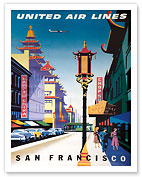 San Francisco, USA - China Town - United Air Lines - Giclée Art Prints & Posters