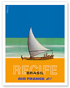 Recife - Brazil (Brasil) - Fisherman and Sailboat - Fine Art Prints & Posters