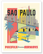 Sao Paulo, Brazil - Pacifica International Airways - c. 1950's - Giclée Art Prints & Posters
