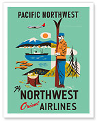 Pacific Northwest - Fly Northwest Orient Airlines - Fine Art Prints & Posters