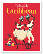 Fly through the Caribbean - Calypso Dancers and Conga Drummer - Fine Art Prints & Posters