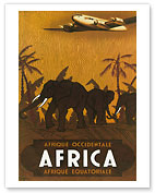 Afrique Occidentale (West Africa) Afrique Équatoriale (Equatorial Africa) - Elephants - Fine Art Prints & Posters