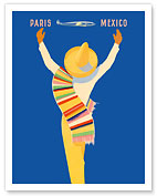 Paris - Mexico - Native Mexican in Sombrero and Poncho - Fine Art Prints & Posters