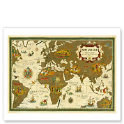 New and Old - Nova Et Vetera (The Old and the New) - World Route Map - Planisphere - Giclée Art Prints & Posters