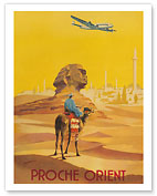 Proché Orient (Near East) - Lockheed Constellation flies over the Sphinx - Fine Art Prints & Posters