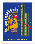 North America - Native American and Skyscraper - Fine Art Prints & Posters